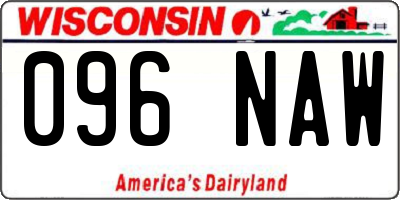 WI license plate 096NAW