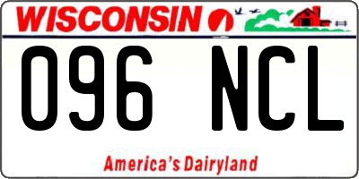 WI license plate 096NCL