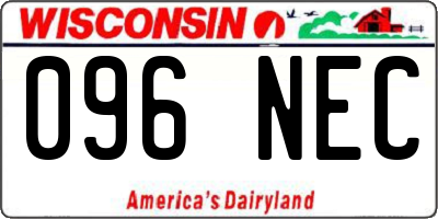 WI license plate 096NEC