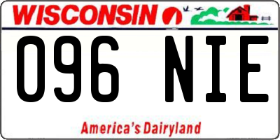 WI license plate 096NIE