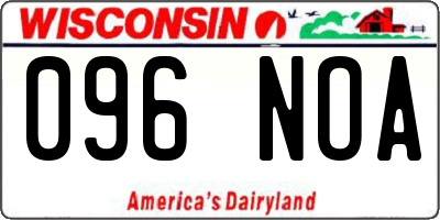 WI license plate 096NOA