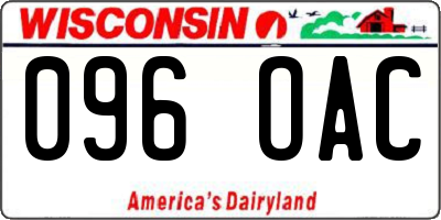 WI license plate 096OAC