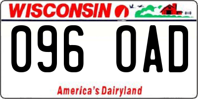 WI license plate 096OAD