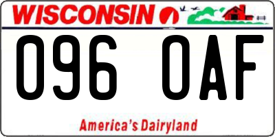 WI license plate 096OAF