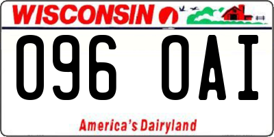 WI license plate 096OAI