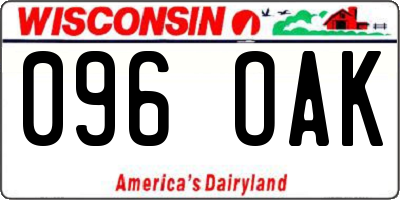 WI license plate 096OAK