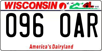WI license plate 096OAR