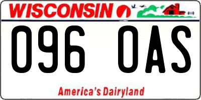 WI license plate 096OAS