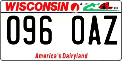 WI license plate 096OAZ