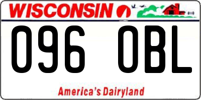 WI license plate 096OBL