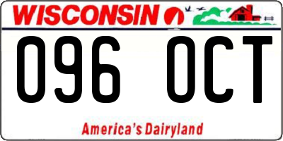 WI license plate 096OCT