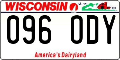 WI license plate 096ODY