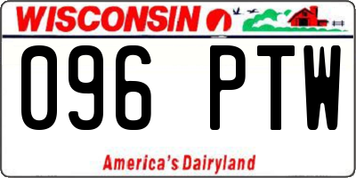 WI license plate 096PTW