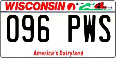 WI license plate 096PWS
