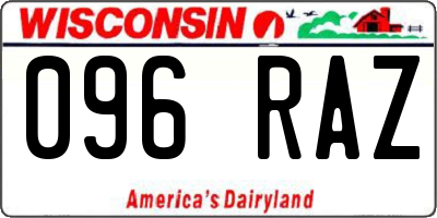 WI license plate 096RAZ