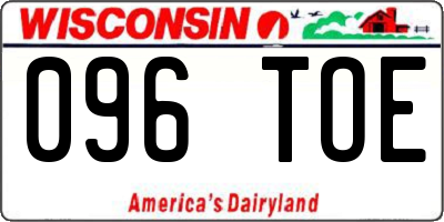 WI license plate 096TOE