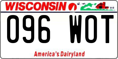 WI license plate 096WOT