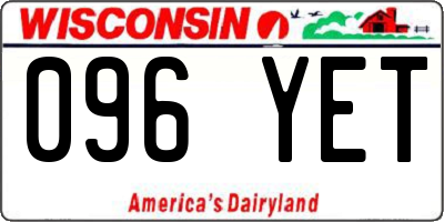 WI license plate 096YET