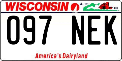 WI license plate 097NEK