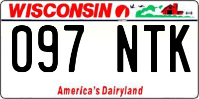 WI license plate 097NTK
