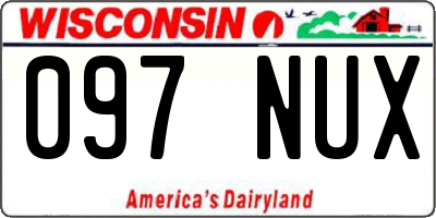 WI license plate 097NUX