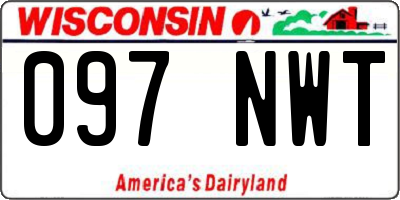 WI license plate 097NWT
