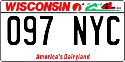 WI license plate 097NYC