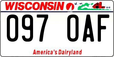 WI license plate 097OAF