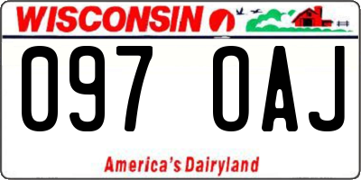 WI license plate 097OAJ