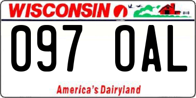 WI license plate 097OAL