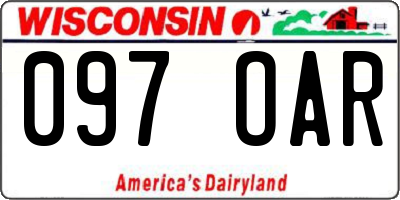 WI license plate 097OAR