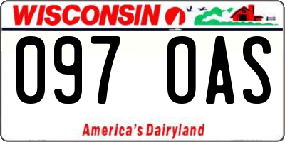 WI license plate 097OAS