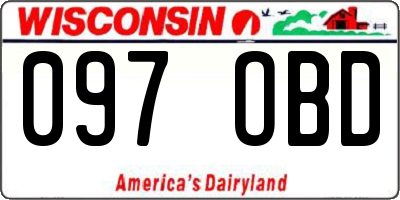 WI license plate 097OBD
