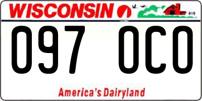WI license plate 097OCO