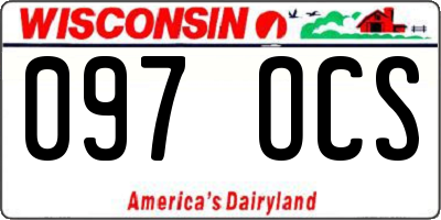 WI license plate 097OCS