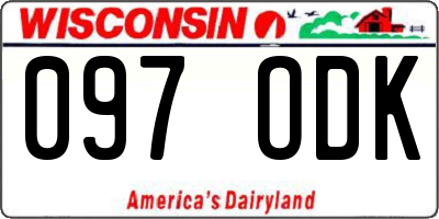 WI license plate 097ODK