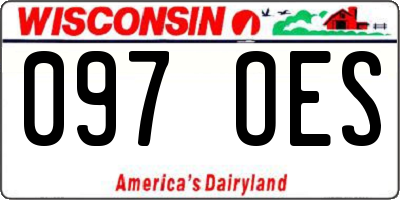 WI license plate 097OES