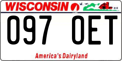 WI license plate 097OET