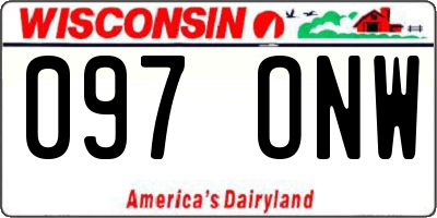 WI license plate 097ONW