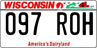 WI license plate 097ROH