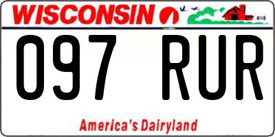 WI license plate 097RUR