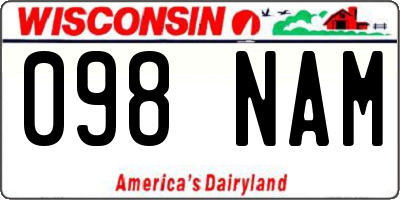 WI license plate 098NAM
