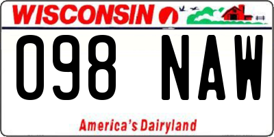 WI license plate 098NAW