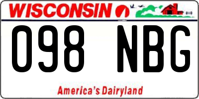 WI license plate 098NBG