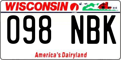 WI license plate 098NBK