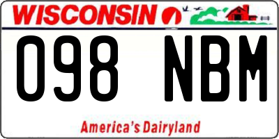 WI license plate 098NBM