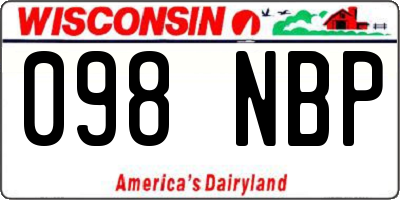 WI license plate 098NBP