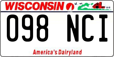 WI license plate 098NCI