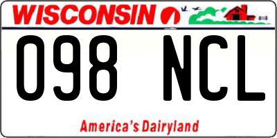 WI license plate 098NCL