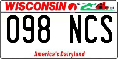 WI license plate 098NCS